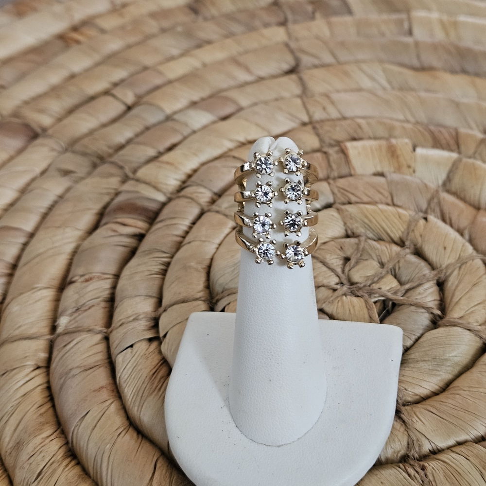 Express Gold And Crystal Statement Ring - image 3